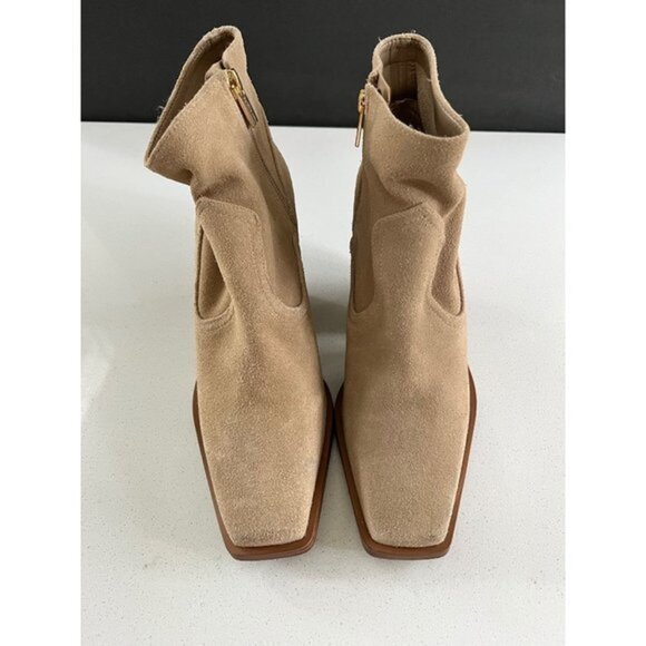 VINCE CAMUTO Amtinda Square Toe beige suede Bootie SIZE 9 - Picture 3 of 7